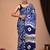Blue cotton hand block printed mulmul sarees with attach printed blouse
