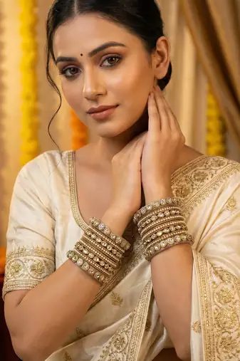 Antique style kundan diamond set