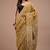 Yellow cotton hand block printed mulmul sarees with attach printed blouse