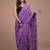 Lavender cotton hand block printed mulmul sarees with attach printed blouse