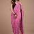 Pink cotton hand block printed mulmul sarees with attach printed blouse