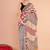 Multicolor cotton hand block printed mulmul sarees with attach printed blouse