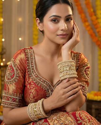 Temple style gold bangles set 1