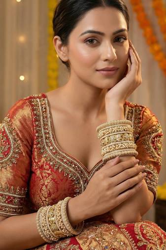 Temple style gold bangles set