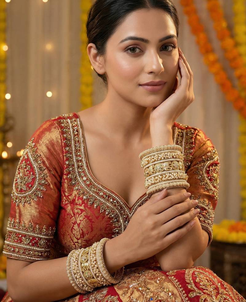 Temple style gold bangles set