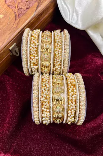Temple style gold bangles set