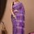 Lavender cotton hand block printed mulmul sarees with attach printed blouse