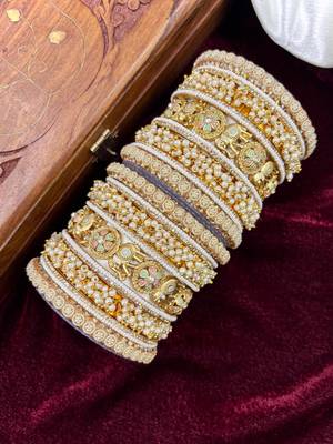 Temple style gold bangles set 3