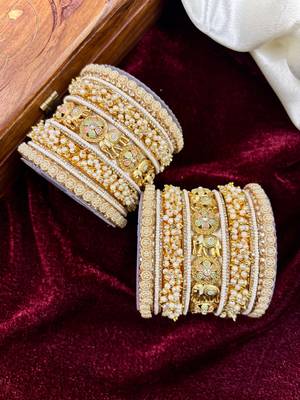 Temple style gold bangles set 4