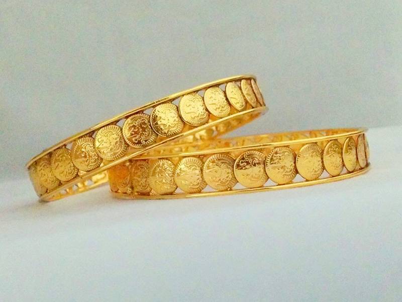 Magnificent Mahalaxmi Gold Plated Bangles - JFL