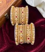 Traditional pearl gold bangles