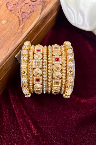 Traditional pearl gold bangles