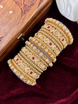 Traditional pearl gold bangles 4