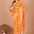 Orange soft mul cotton saree with unstiched attached blouse piece