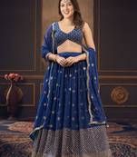 Women's Georgette Embroiderd Semi-Stitched Lehenga Choli With Dupatta