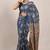 Blue soft mul cotton saree with unstiched attached blouse piece