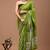 Green soft mul cotton saree with unstiched attached blouse piece