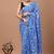 Blue soft mul cotton saree with unstiched attached blouse piece