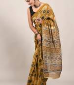 Mustard soft mul cotton saree with unstiched attached blouse piece
