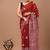 Red soft mul cotton saree with unstiched attached blouse piece