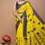 Yellow soft mul cotton saree with unstiched attached blouse piece