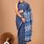 Blue soft mul cotton saree with unstiched attached blouse piece
