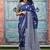 Blue soft mul cotton saree with unstiched attached blouse piece