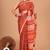 Orange soft mul cotton saree with unstiched attached blouse piece