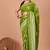 Green soft mul cotton saree with unstiched attached blouse piece