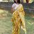 Mustard soft mul cotton saree with unstiched attached blouse piece