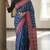 Blue soft mul cotton saree with unstiched attached blouse piece