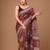 Brown soft mul cotton saree with unstiched attached blouse piece