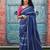 Blue soft mul cotton saree with unstiched attached blouse piece
