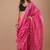 Pink maheshwari silk saree with woven borders and beautiful hand block print