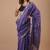 Violet maheshwari silk saree with woven borders and beautiful hand block print