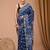 Navy blue maheshwari silk saree with woven borders and beautiful hand block print
