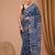 Blue maheshwari silk saree with woven borders and beautiful hand block print