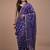 Navy blue maheshwari silk saree with woven borders and beautiful hand block print