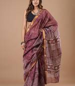 Multicolor maheshwari silk saree with woven borders and beautiful hand block print