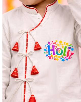 Boys white cotton angrakha kurta dhoti set     holi special edition 2