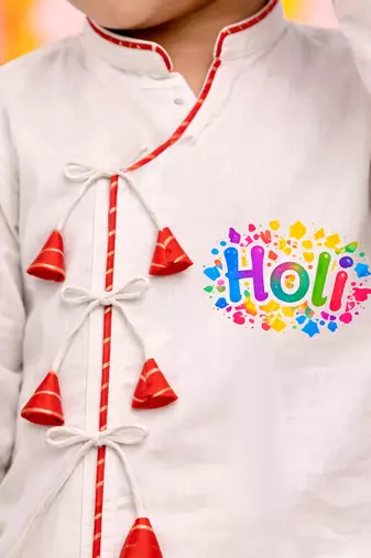 Boys white cotton angrakha kurta dhoti set     holi special edition