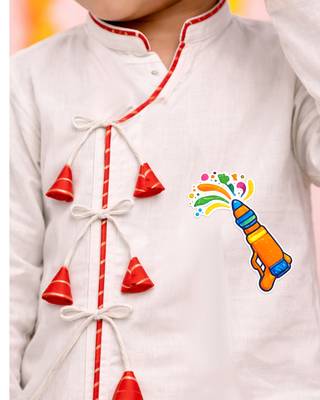Boys white cotton angrakha kurta dhoti set     holi special edition 2