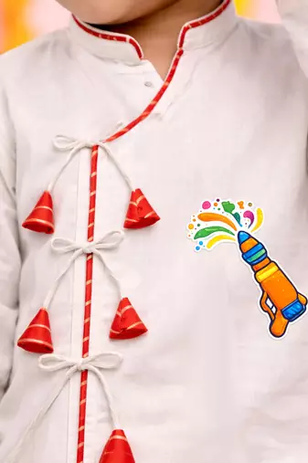 Boys white cotton angrakha kurta dhoti set     holi special edition