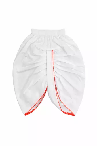 Boys white cotton angrakha kurta dhoti set     holi special edition