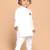 Boys white pure cotton kurta pyjama set with eid mubarak print