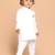 Boys white pure cotton kurta pyjama set with eid mubarak print