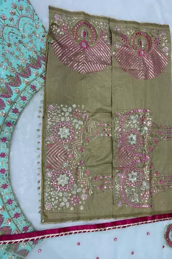 Designer Sea Green Silk Lehenga with Traditional Elephant Embroidery Work