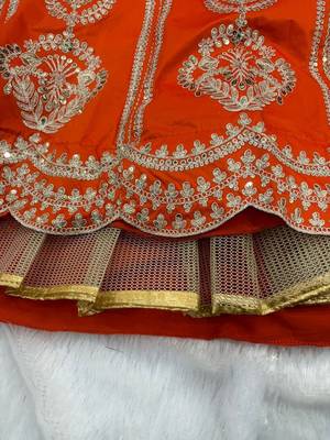 Orange Silk Embroidered Lehenga Choli with Purple Dupatta for Wedding Wear 5