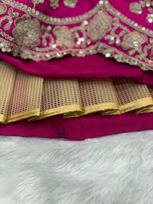 Traditional Rani Pink Embroidered Bridal Wear Lehenga Set 4