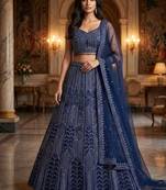 Luxury Navyblue Wedding Lehenga Choli with Rich Embroidered Work